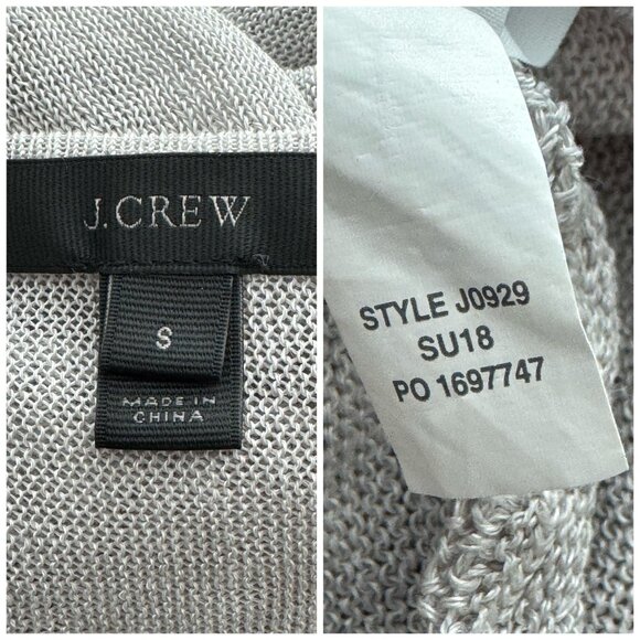 J.Crew Linen-Blend Wrapped Cardigan Sweater w Tie in Light Gray Long Sleeves SM - Picture 3 of 9